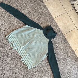 Madewell Two-Tone Green Turtleneck Sweater